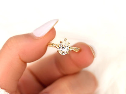 Stunning 1.50 CT Pear Moissanite Engagement Ring with Twisted Pave Design 8