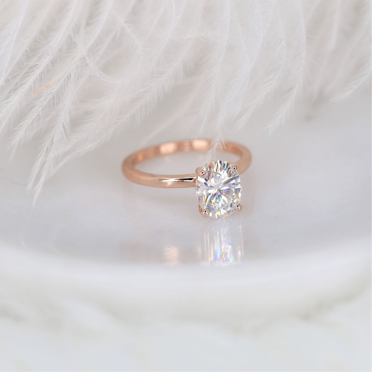 Stunning 2.10 CT Oval Moissanite Engagement Ring with Solitaire Design 2