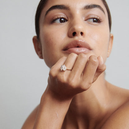 Stunning 1.5 CT Pear & Marquise Moissanite Engagement Ring with Two Stone Design 5