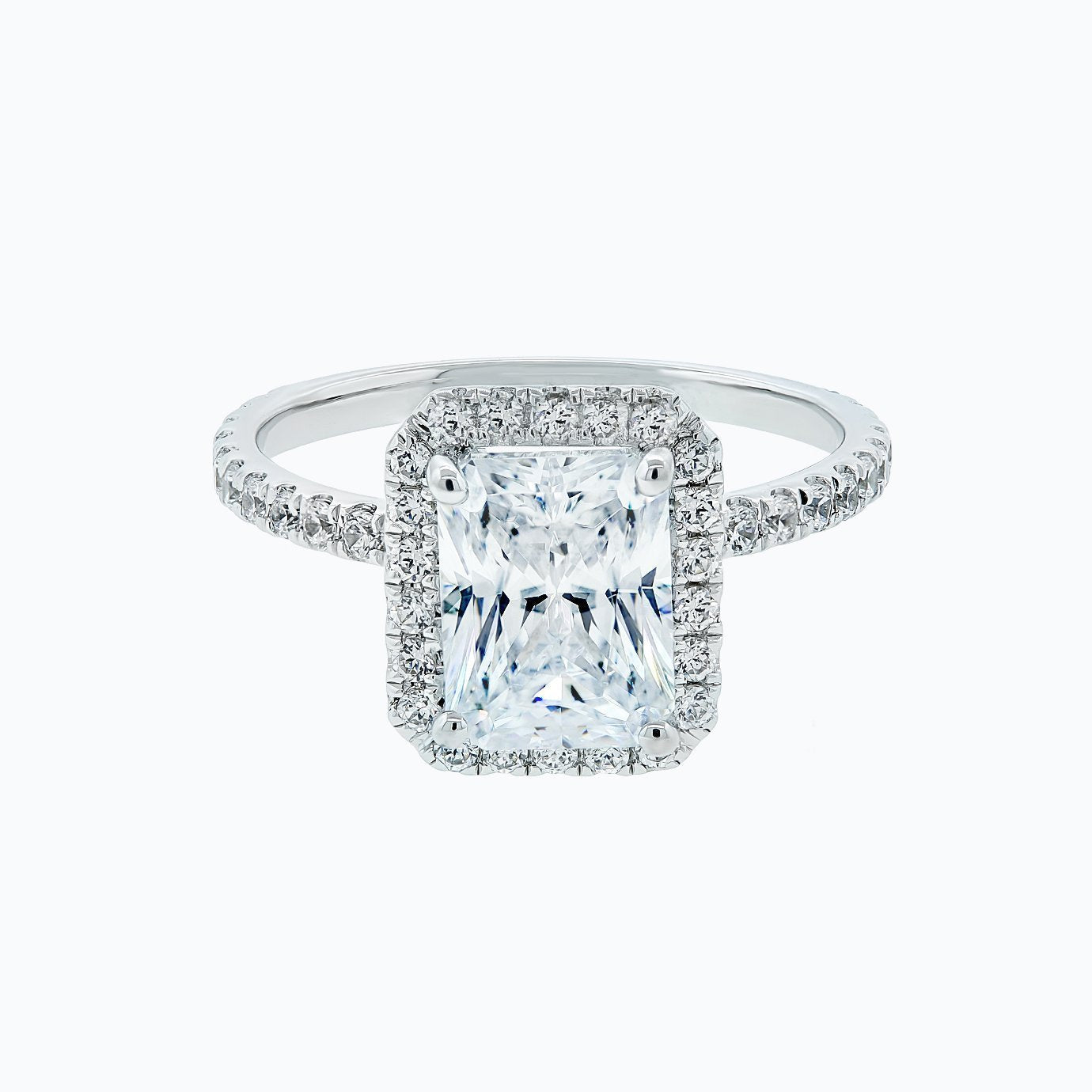 2.0 CT Radiant Halo CVD F/VS2 Diamond Engagement Ring 3