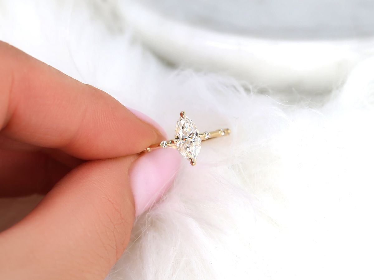 Stunning 1 CT Marquise Moissanite Engagement Ring With Dainty Design 6