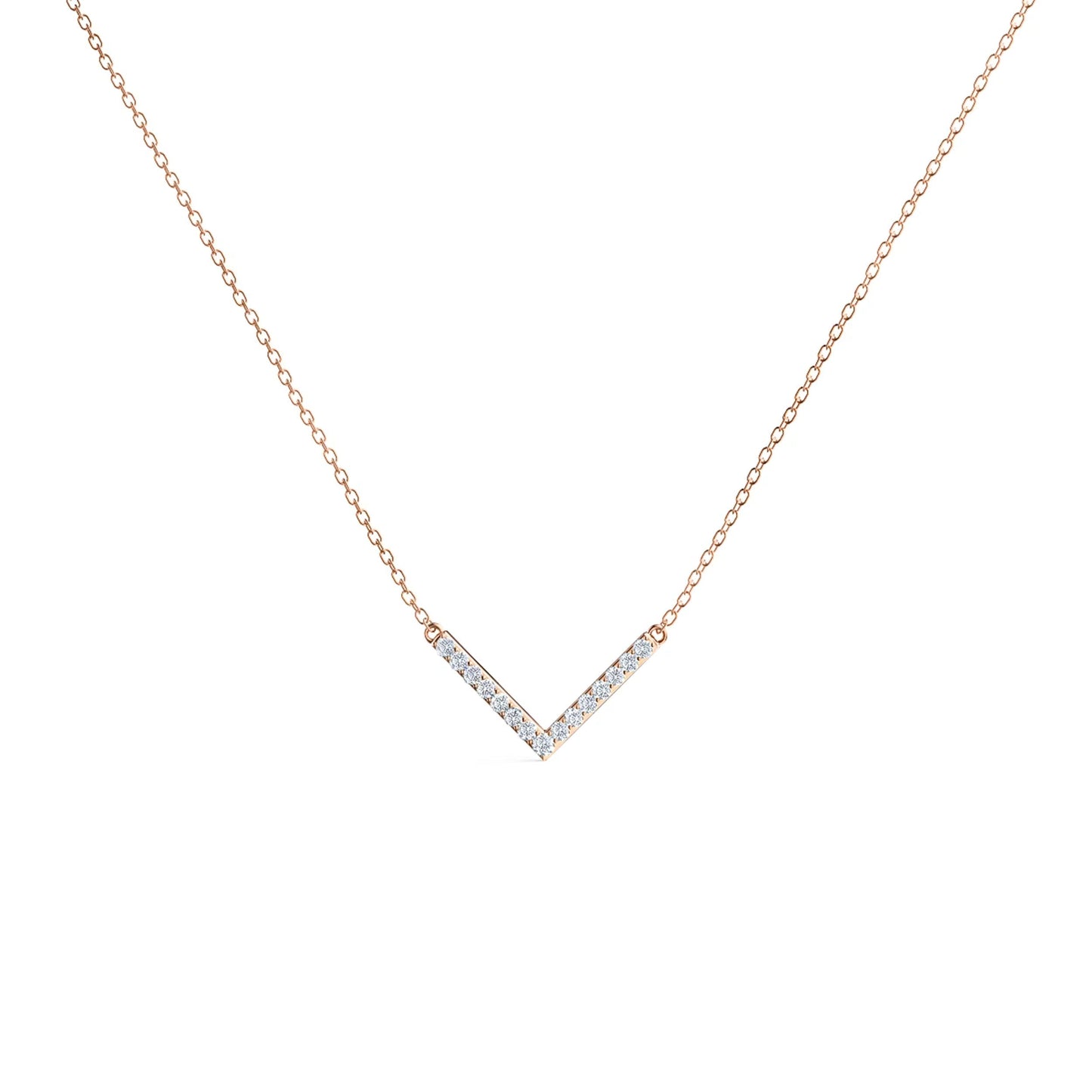 0.40 CT Round Moissanite Diamond V-Shape Pendant Necklace in Solid Gold 6