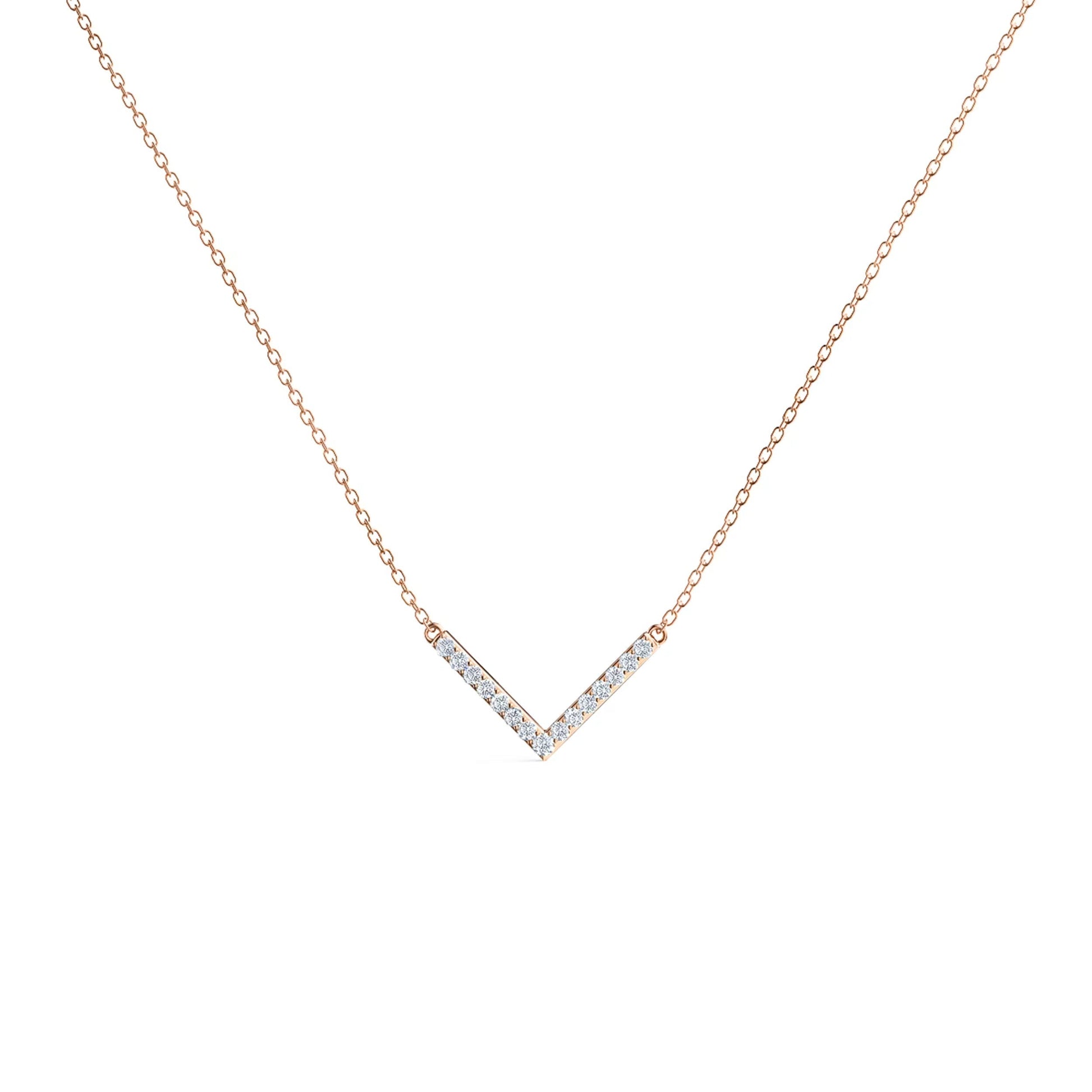 0.40 CT Round Moissanite Diamond V-Shape Pendant Necklace in Solid Gold 6