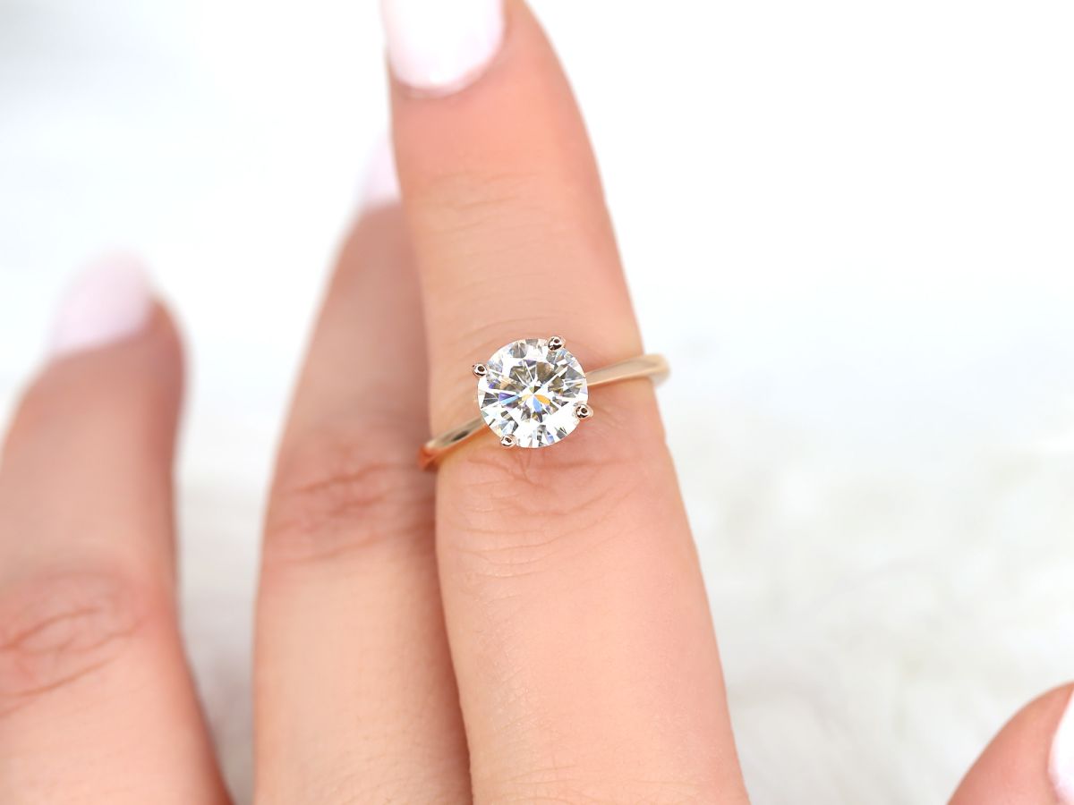 Stunning 2.0 CT Round Moissanite Engagement Ring with Solitaire Design 6