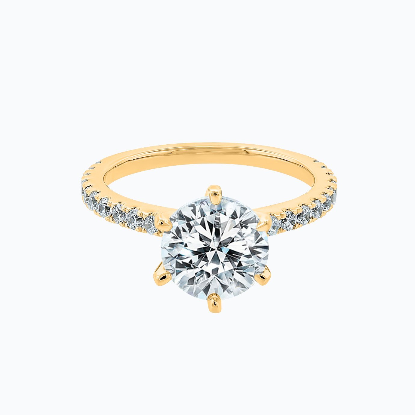 Round Pave Setting Lab Grown Diamond Engagement Ring