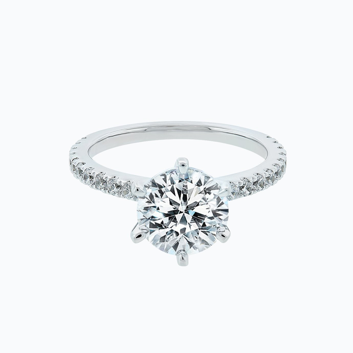 Round Pave Setting Lab Grown Diamond Engagement Ring