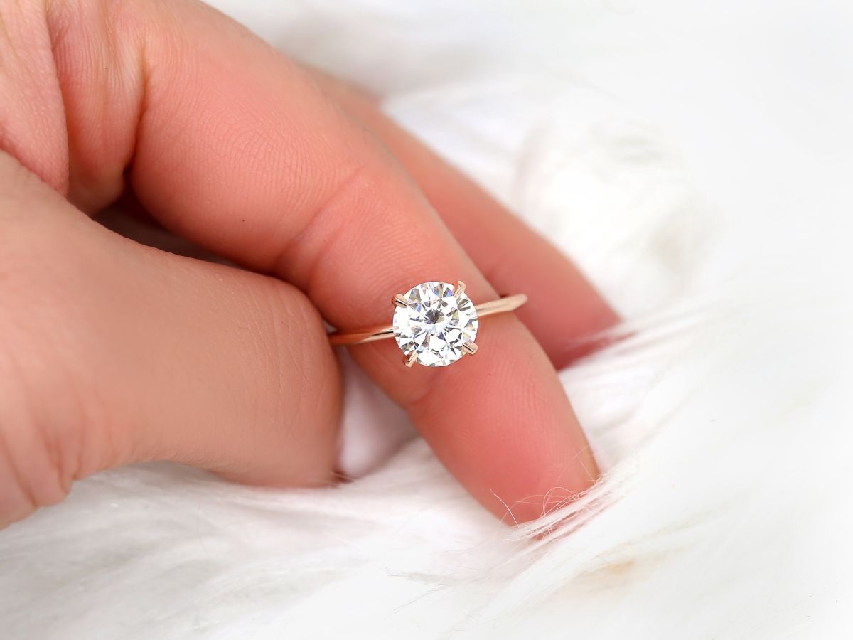 Stunning 2.0 CT Round Moissanite Engagement Ring with Solitaire Design 6