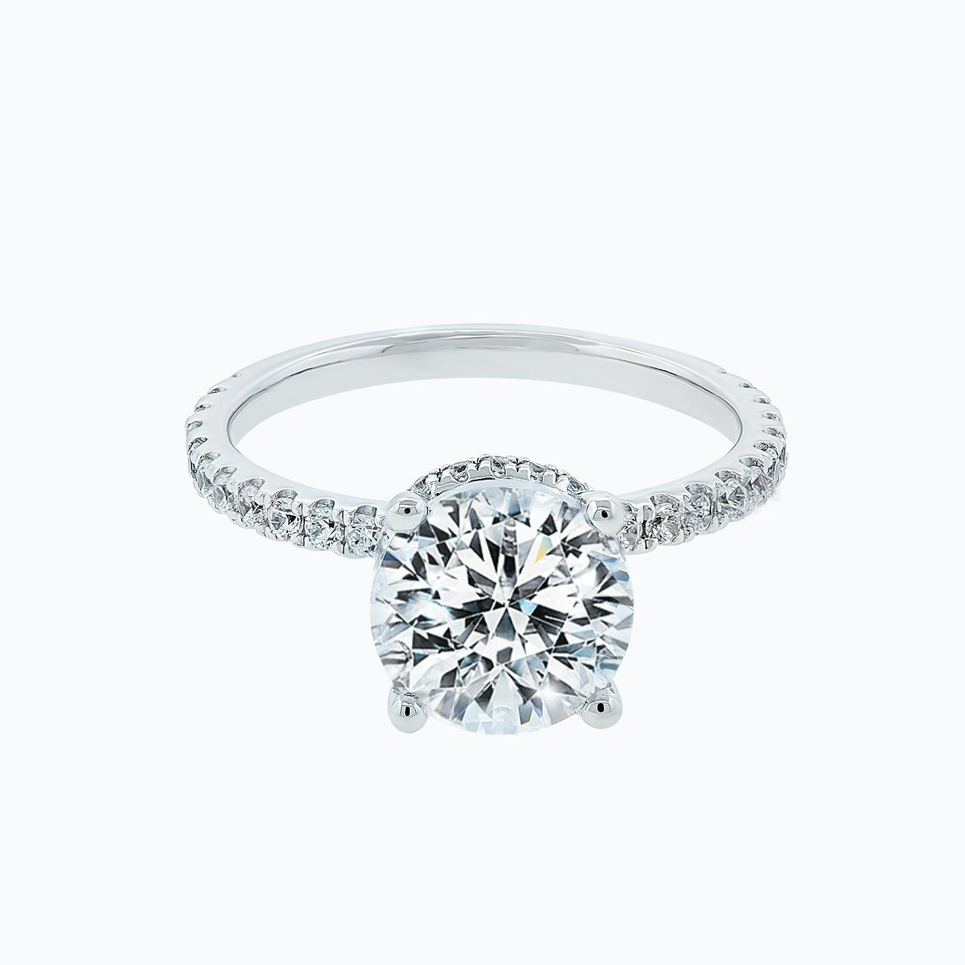 Round Pave Lab Grown Diamond Engagement Ring