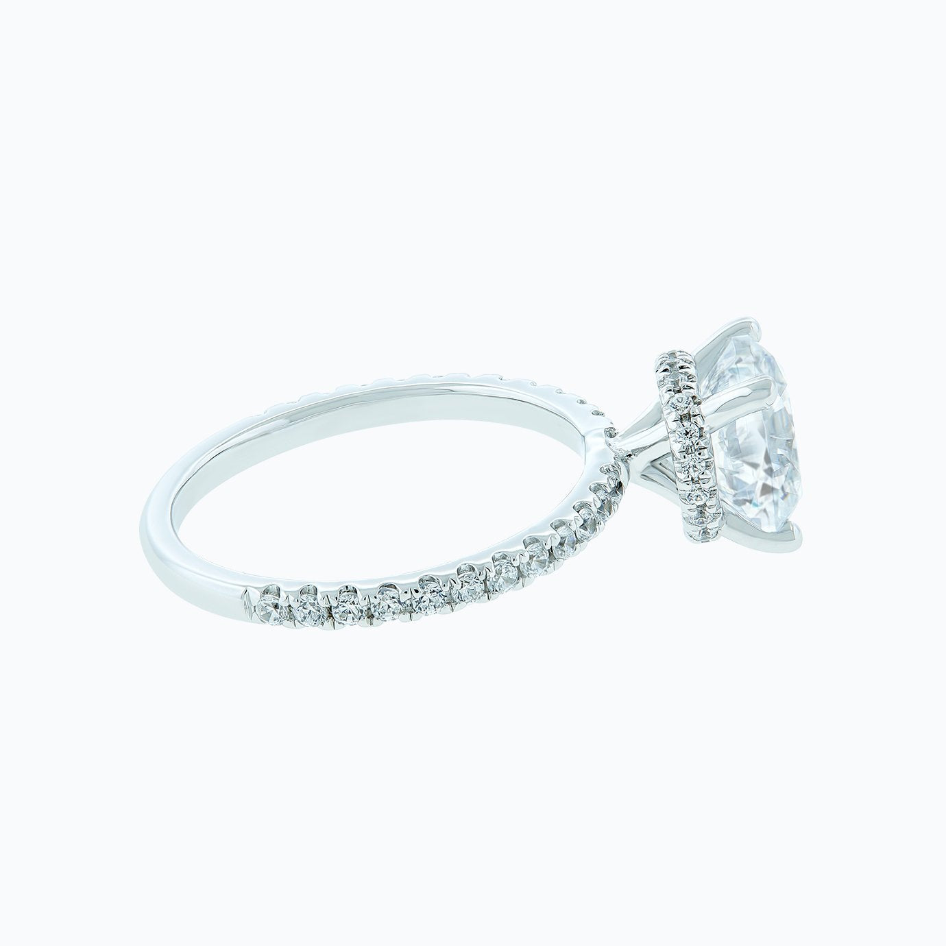 Round Pave Lab Grown Diamond Engagement Ring