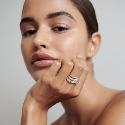 Stunning 0.4 TCW Round Moissanite Stones Curved Wedding Band 6