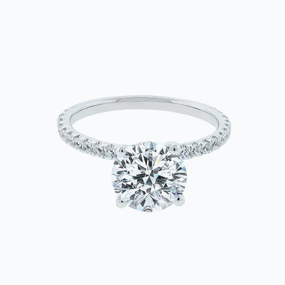 2.0 CT Round Cut Pave CVD F/VS2 Diamond Engagement Ring 1