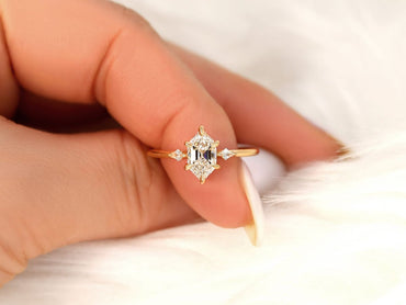 Stunning 1.27 CT Hexagon Moissanite Engagement Ring with Three Stone Design 10