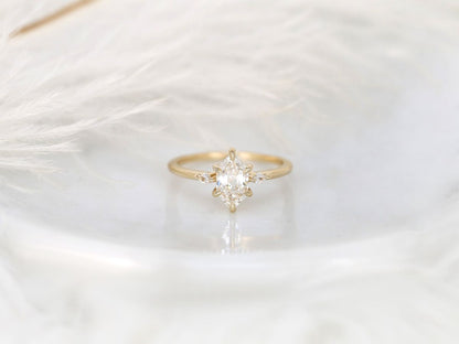 Stunning 1.27 CT Hexagon Moissanite Engagement Ring with Three Stone Design 1