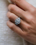 3.80 CT Emerald Three Stone Moissanite Engagement Ring 1