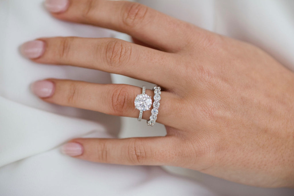 2.50 CT Round Cut Hidden Halo Moissanite Engagement Ring 4