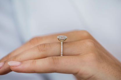 1.85 CT Oval Hidden Halo & Pave Moissanite Engagement Ring 2