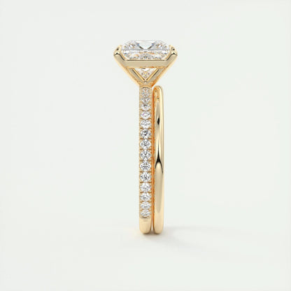 2.08 CT Princess Cut Pave Moissanite Engagement Ring 12