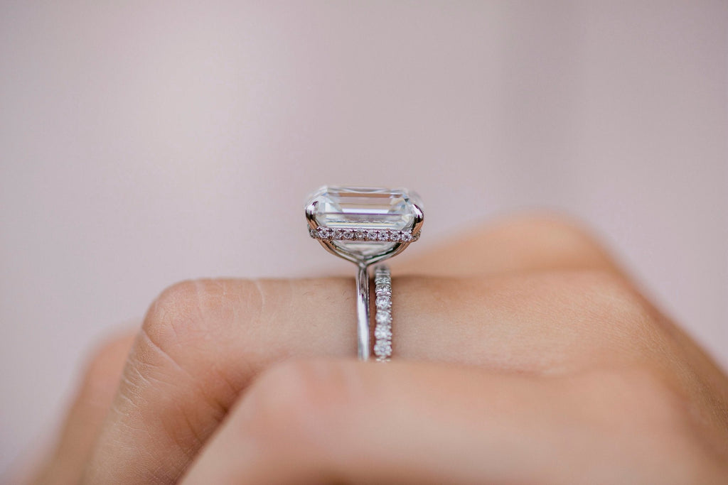 5.50 CT Emerald Hidden Halo Moissanite Engagement Ring 5