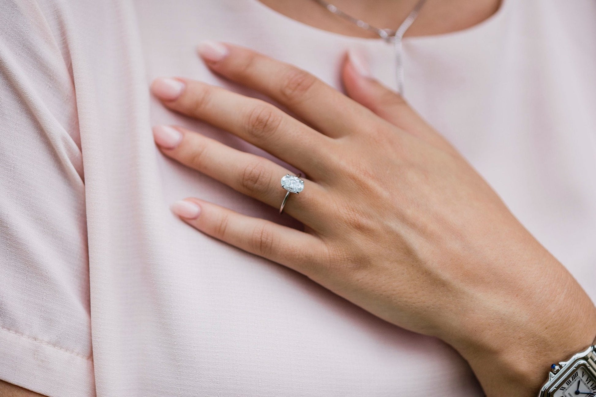 2.10 CT Oval Hidden Halo Moissanite Engagement Ring 1