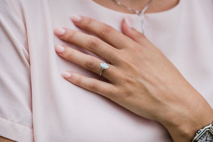 2.10 CT Oval Hidden Halo Moissanite Engagement Ring 1