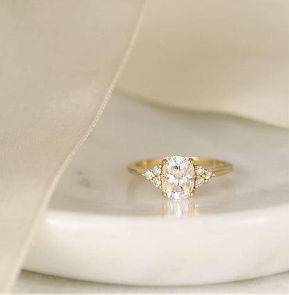 Stunning 1.50 CT Cushion Moissanite Engagement Ring with Cluster Design 1