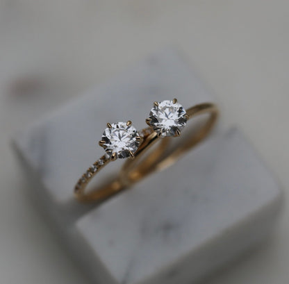 0.75 CT Round Cut Pave CVD E/VS1 Diamond Engagement Ring 8