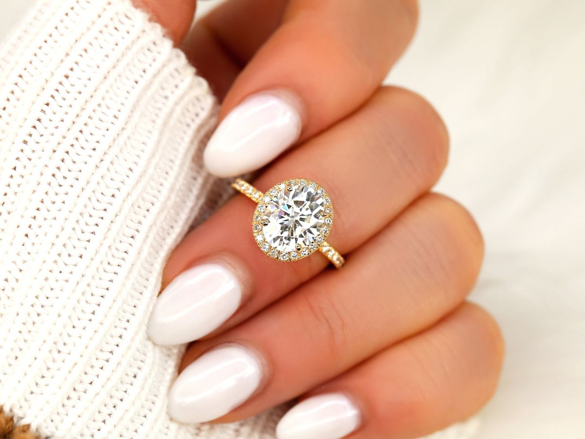 Stunning 2 CT Oval Moissanite Engagement Ring with Pave Design 5