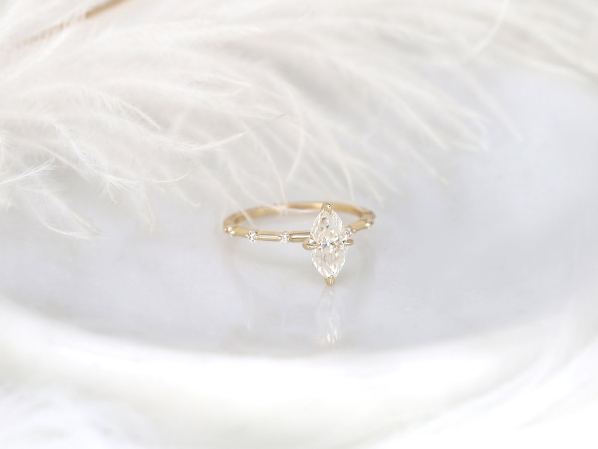 Stunning 1 CT Marquise Moissanite Engagement Ring With Dainty Design 2