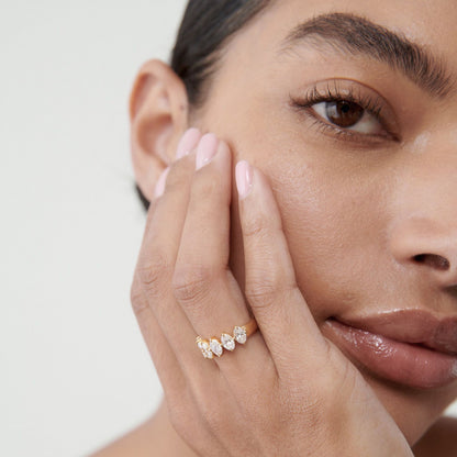 Stunning 0.4 TCW Oval Moissanite Stones Half Eternity Wedding Band 5