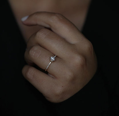 0.50 CT Round Cut Pave CVD E/VS1 Diamond Engagement Ring 3