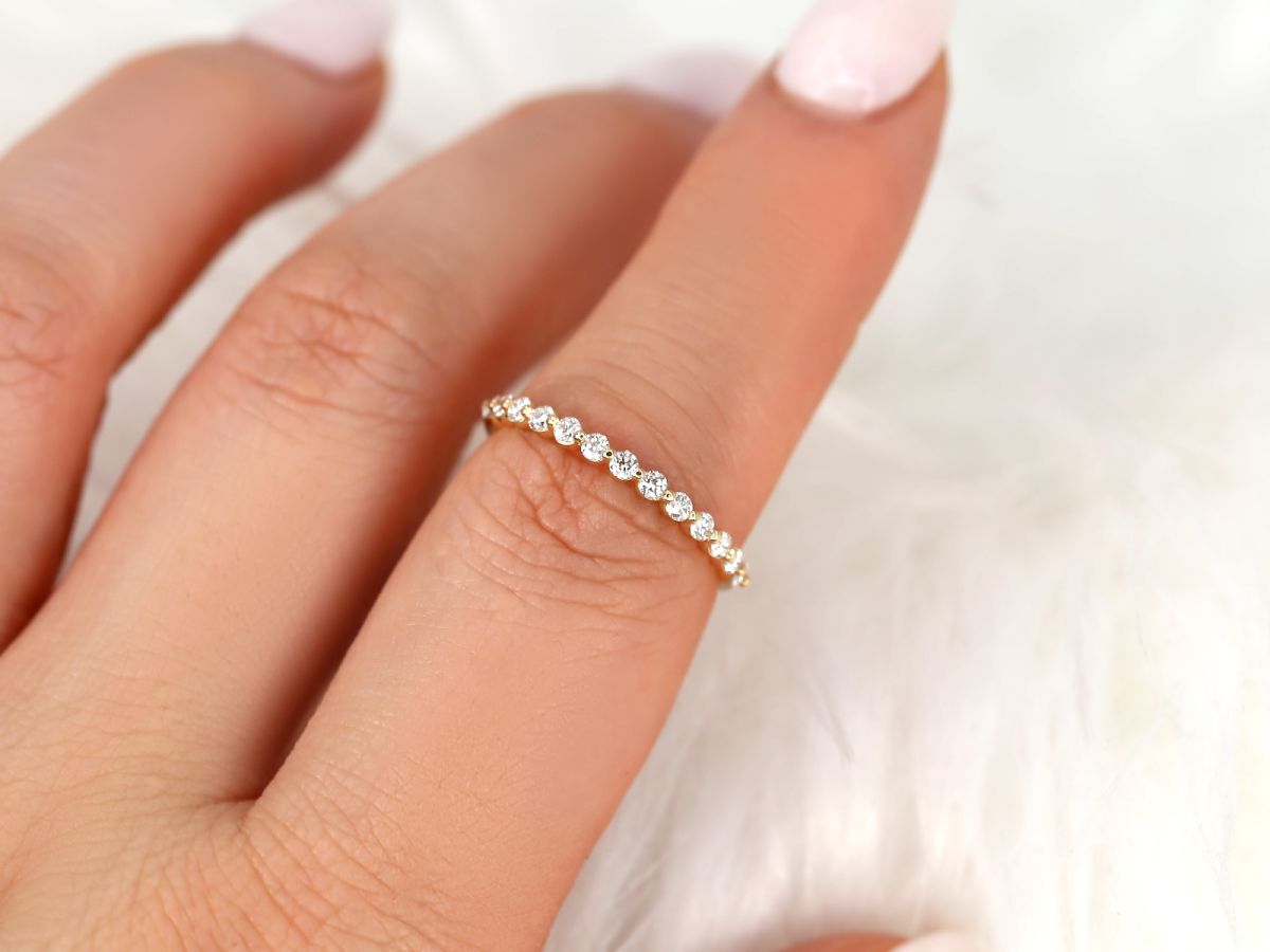 Stunning 0.35 TCW Round Moissanite Stones Half Eternity Wedding Bands 3