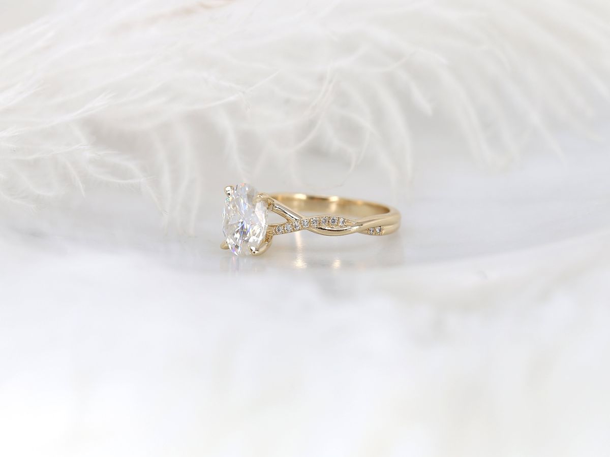 Stunning 2 CT Oval Moissanite Engagement Ring with Twisted Pave Design 3