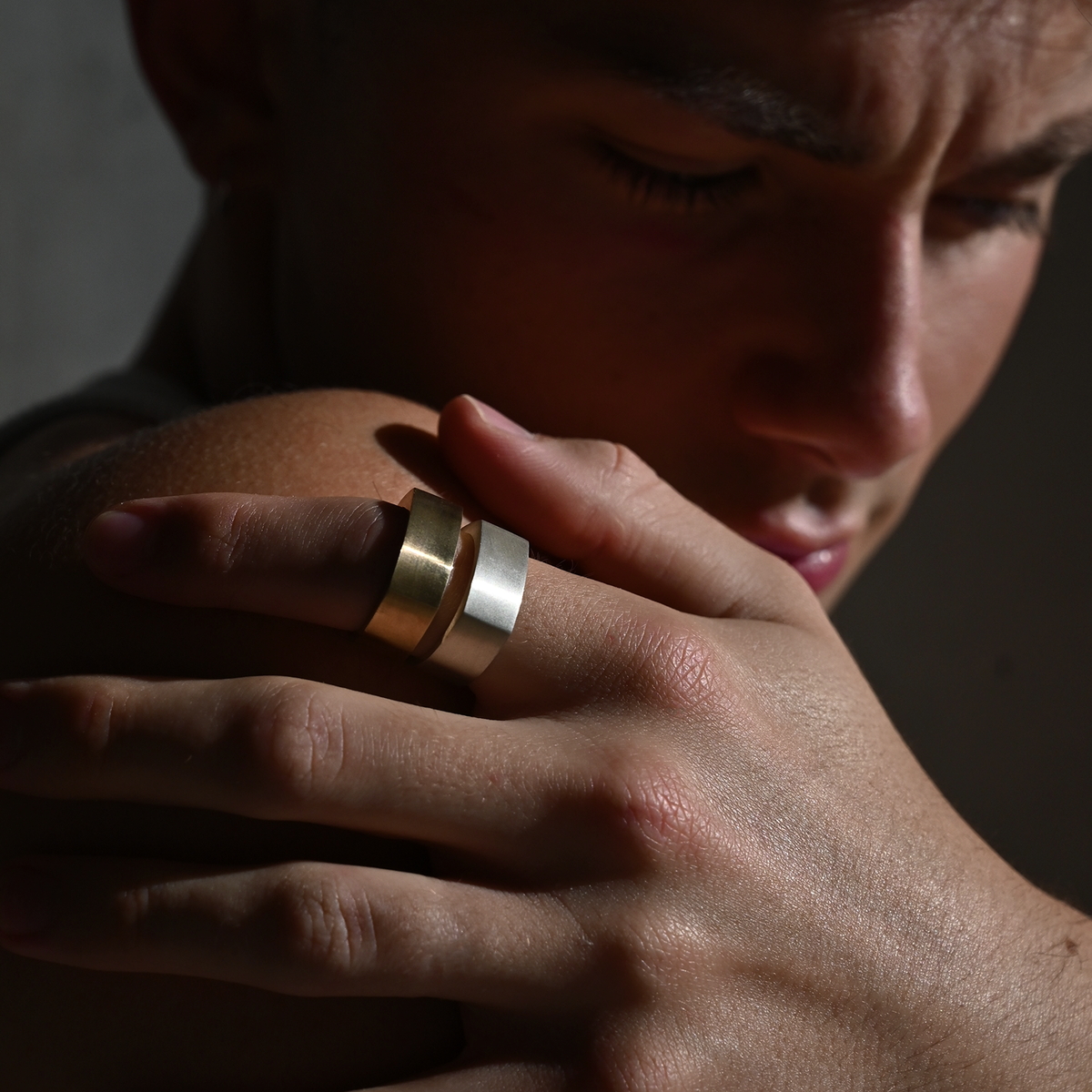 Stunning Men's Flat-Top Metal Wedding Bands 6