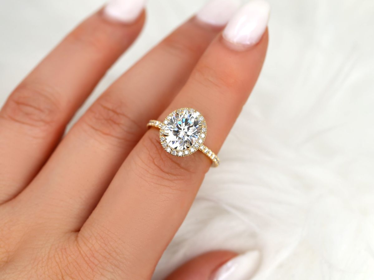 Stunning 2 CT Oval Moissanite Engagement Ring with Pave Design 9