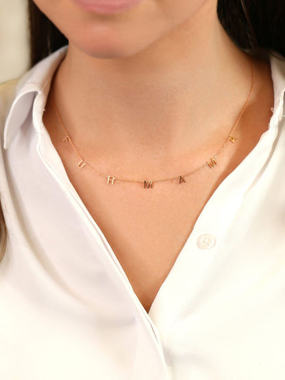 Customized Letter Name Necklace in Solid Gold 6