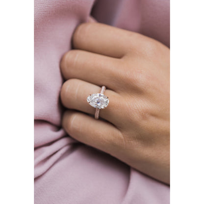 3.2 CT Pear Moissanite Ring Featuring Hidden Halo Pave Style 1