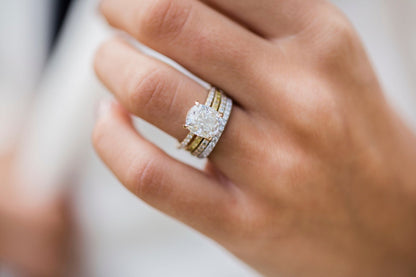 2.77 CT Cushion Cut Hidden Halo Pave Moissanite Engagement Ring 6