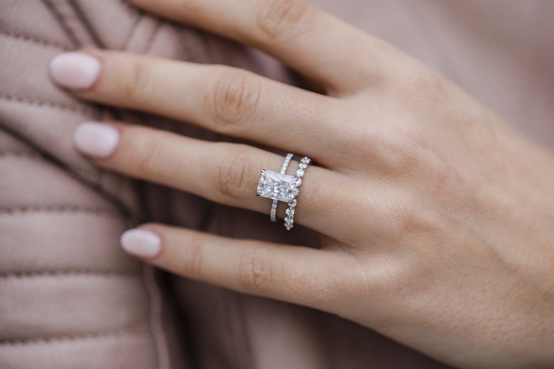 2.70 CT Radiant Solitaire Hidden Halo Pave Moissanite Engagement Ring 4