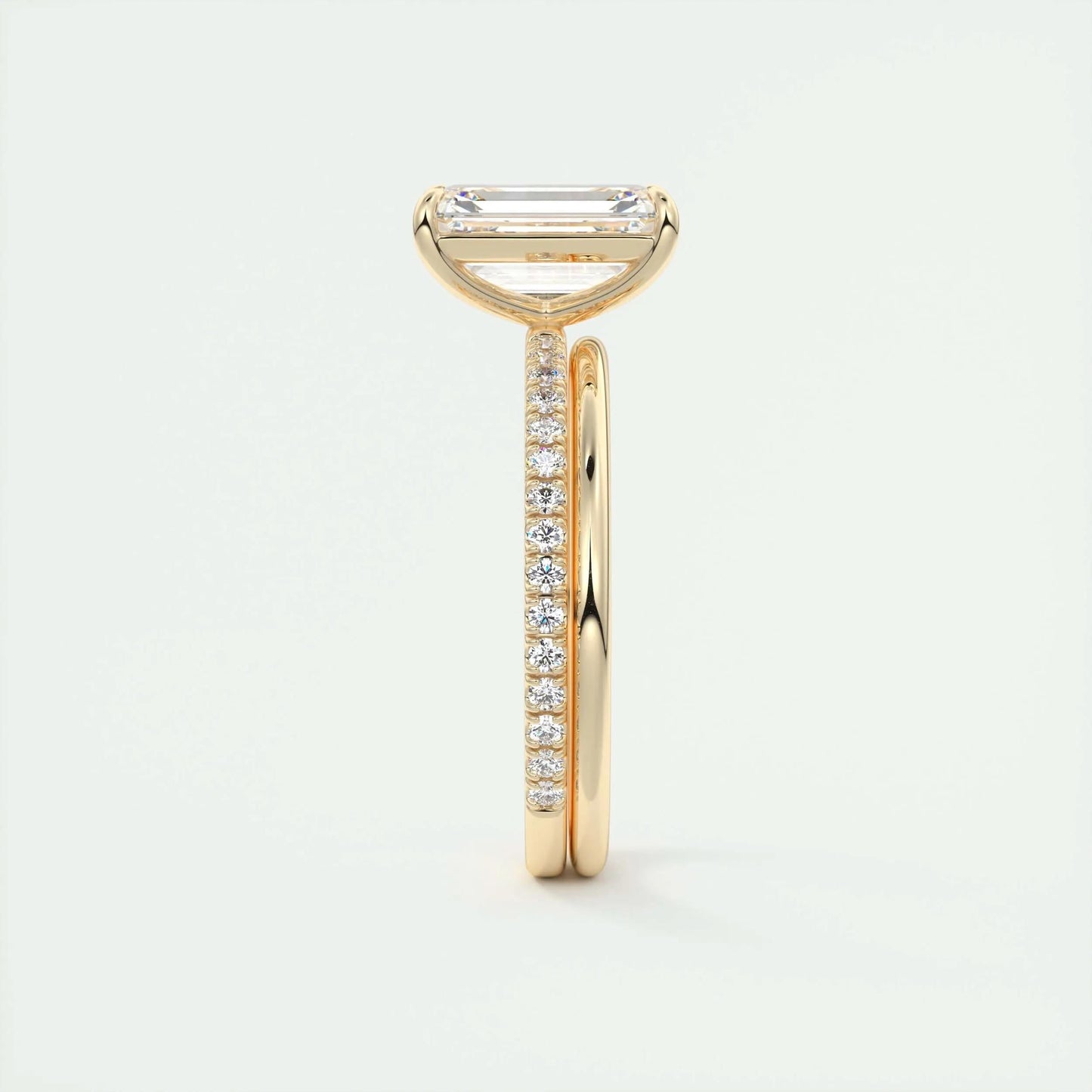 1.91 CT Emerald Cut Pave Moissanite Engagement Ring 12