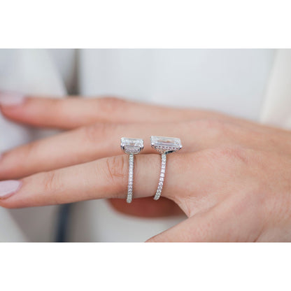 4.0 CT Emerald Hidden Halo & Pave Moissanite Engagement Ring 4