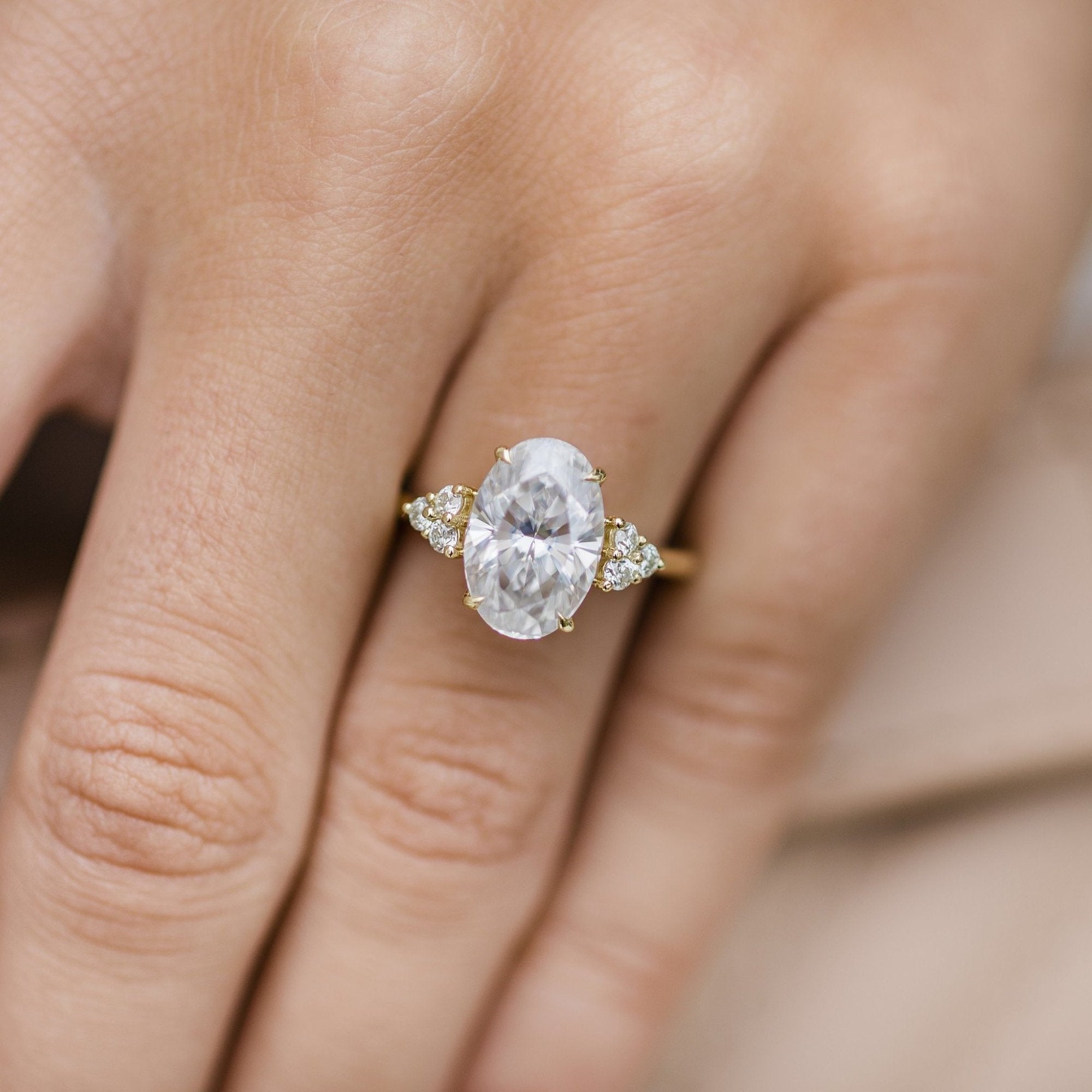 4.0 CT Oval Moissanite Ring Featuring Cluster Style 5
