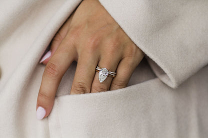 4.50 CT Pear Moissanite Ring Featuring Bridge Style 2