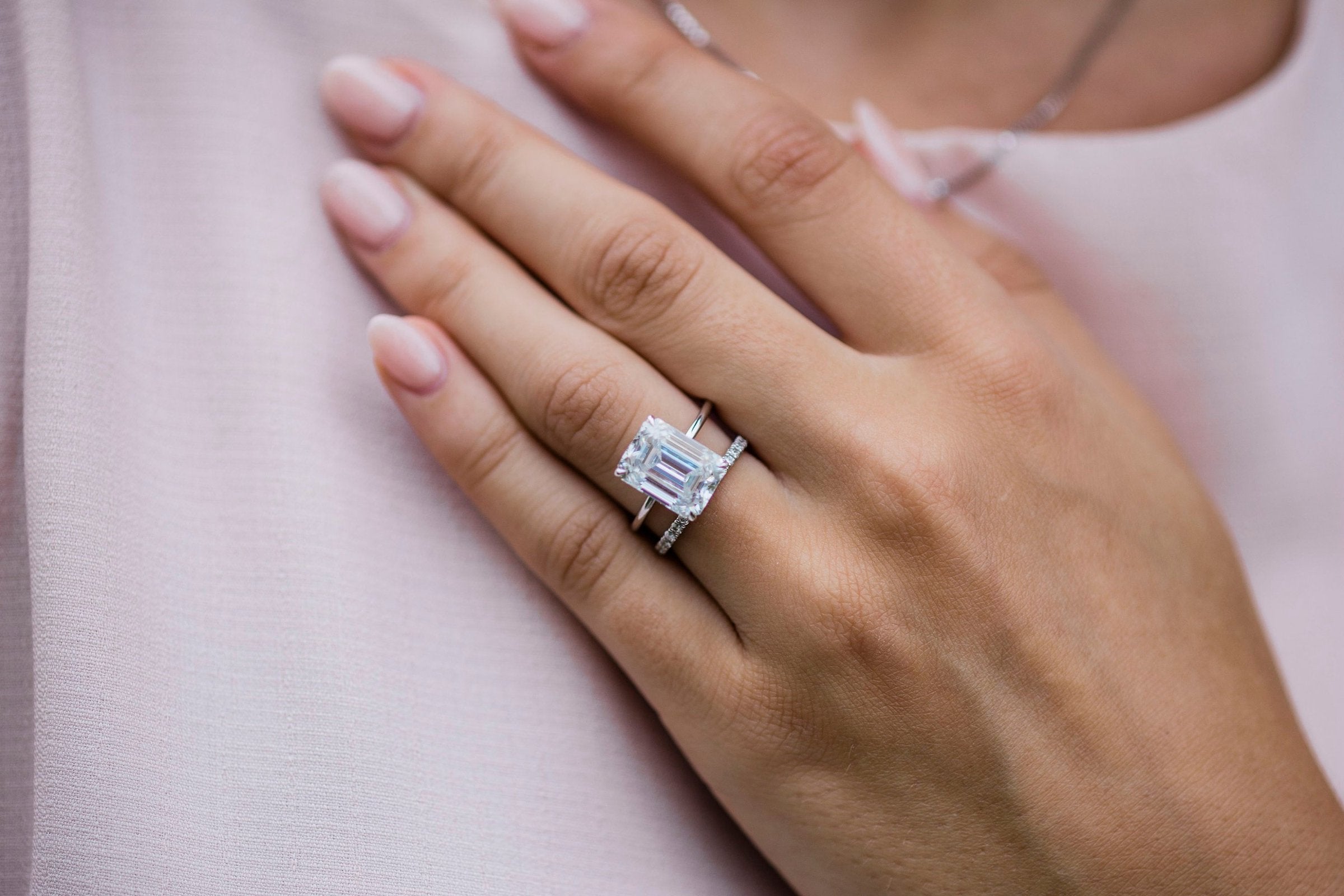 5.50 CT Emerald Hidden Halo Moissanite Engagement Ring 1