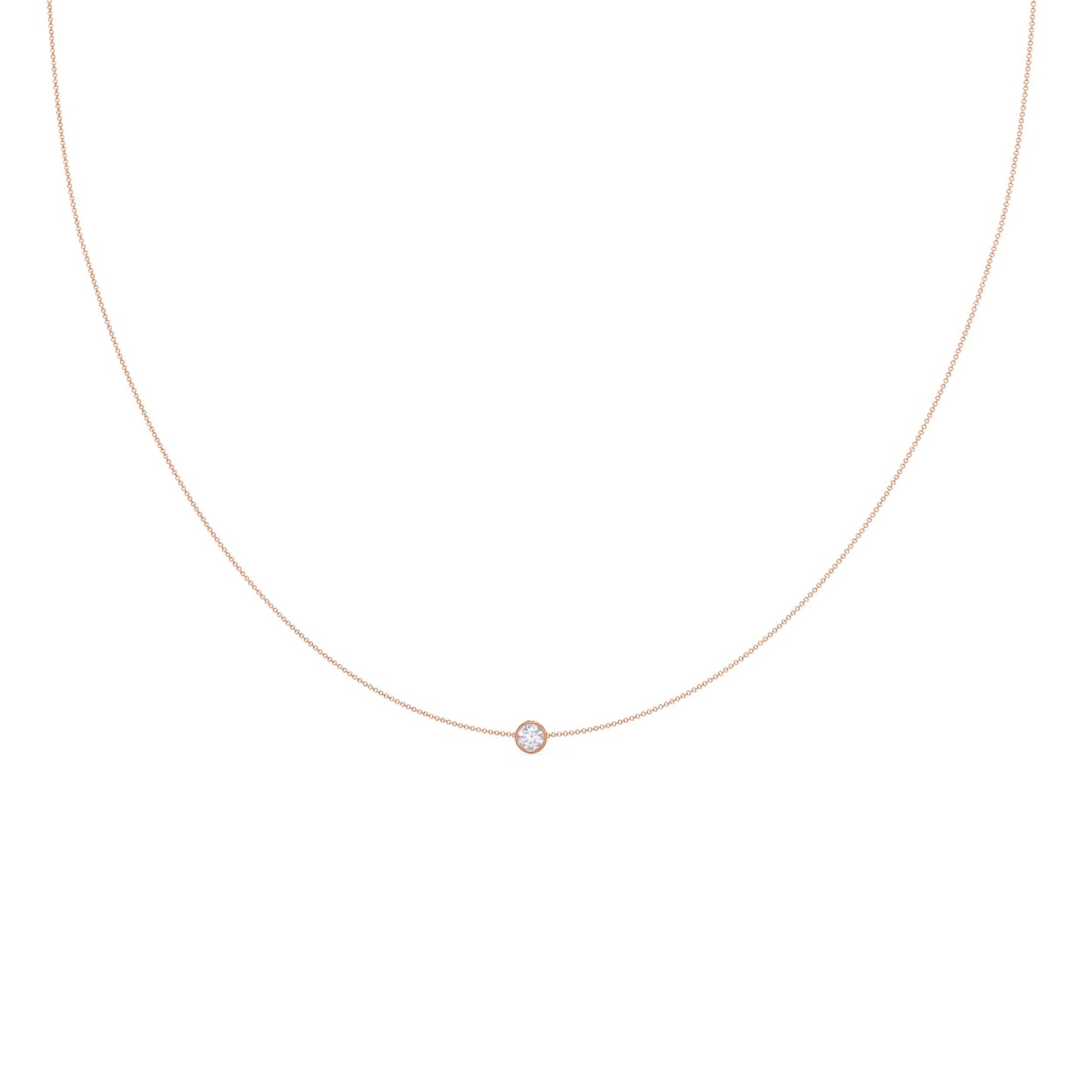 0.10 CT Round Moissanite Diamond Bezel Pendant Necklace in Solid Gold 6