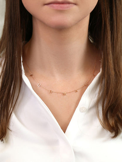 Customized Letter Name Necklace in Solid Gold 3