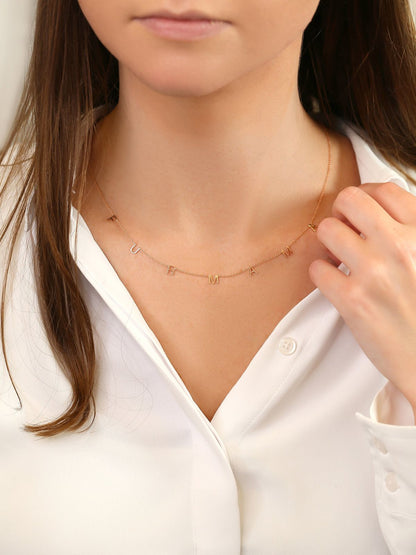 Customized Letter Name Necklace in Solid Gold 7