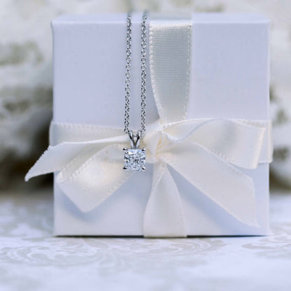 1.0 CT Radiant Cut Moissanite Diamond Solitaire Pendant Necklace in Solid Gold 3