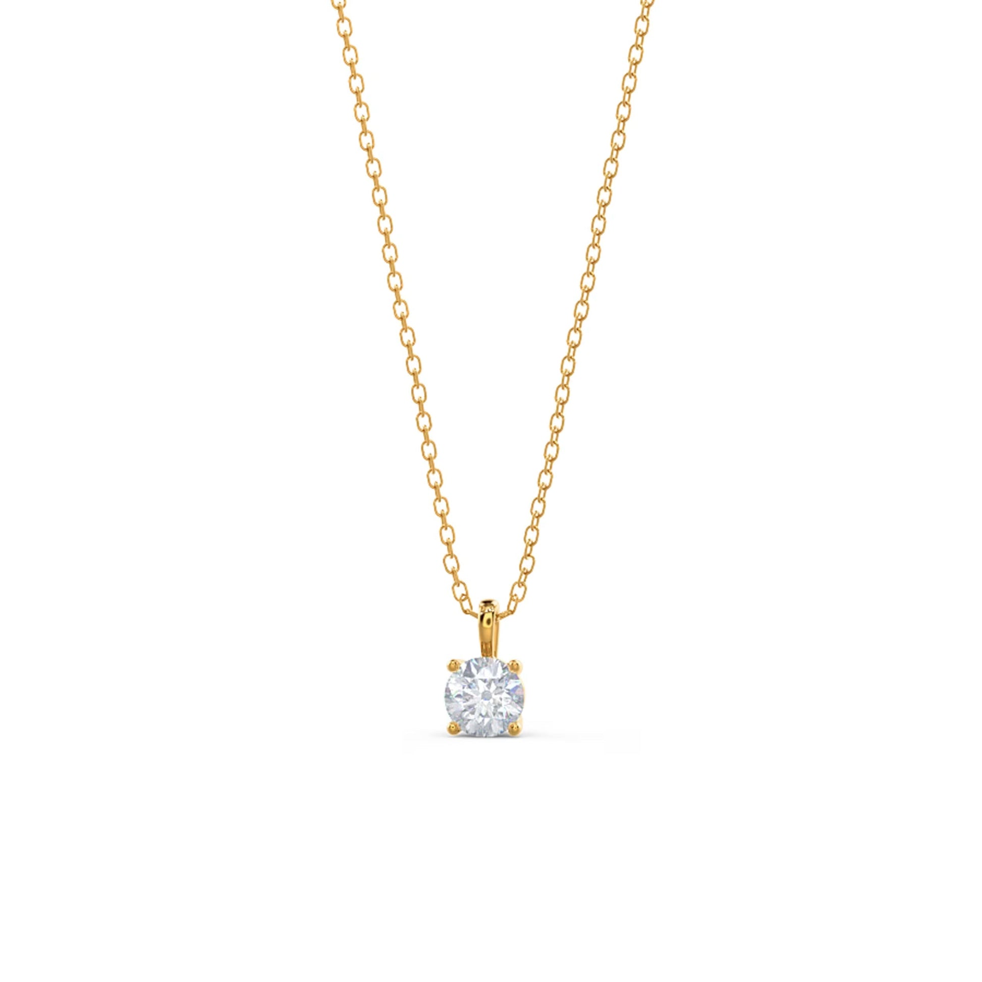 1.0 CT Round Moissanite Diamond Solitaire Necklace in Solid Gold 4