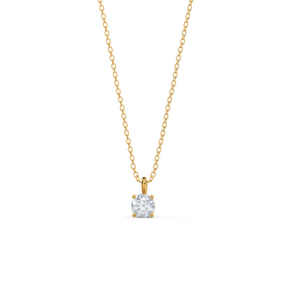 1.0 CT Round Moissanite Diamond Solitaire Necklace in Solid Gold 4