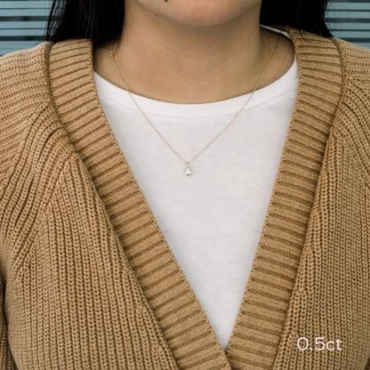 1.0 CT Pear Cut Moissanite Diamond Solitaire Pendant Necklace in Solid Gold 6